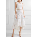 Asymmetric Embroidered Cotton Midi Dress Manufacture Wholesale Fashion Women Apparel (TA4090D)